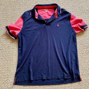 Izod Womens Performance Button-Up Polo Shirt Short Sleeve Collared Size L Blue